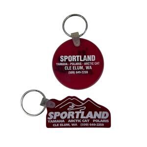 2 Vintage Sportland Yamaha Polaris Artic Cat Cle Elum WA Snowmobile Keychains